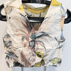 INDUSTRY Lemon and Floral Print Sleeveless Top